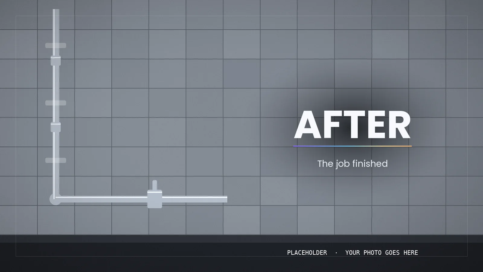 A demonstration of a draggable before-and-after slider showing a plumbing job